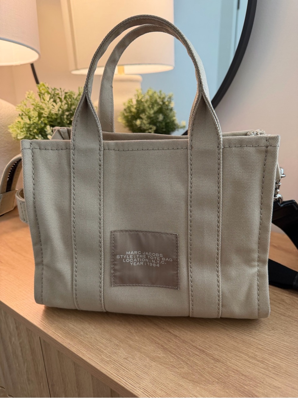 Marc Jacobs Beige Canvas Mini Tote with Black Strap - Picture 9 of 13